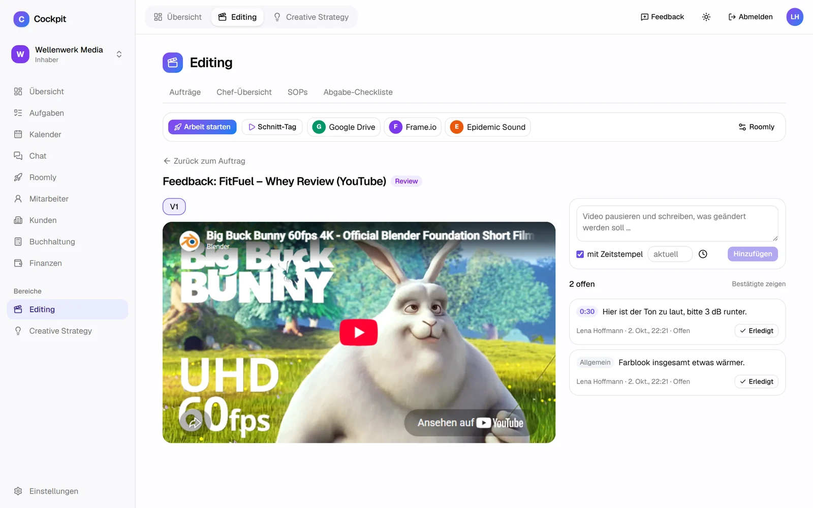 Video-Feedback mit Zeitstempeln